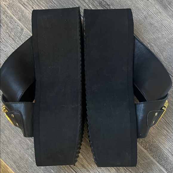 Moschino Black Logo Slide Sandals Gold MOSCHINO Hardware Designer Platform Slide - Picture 7 of 12